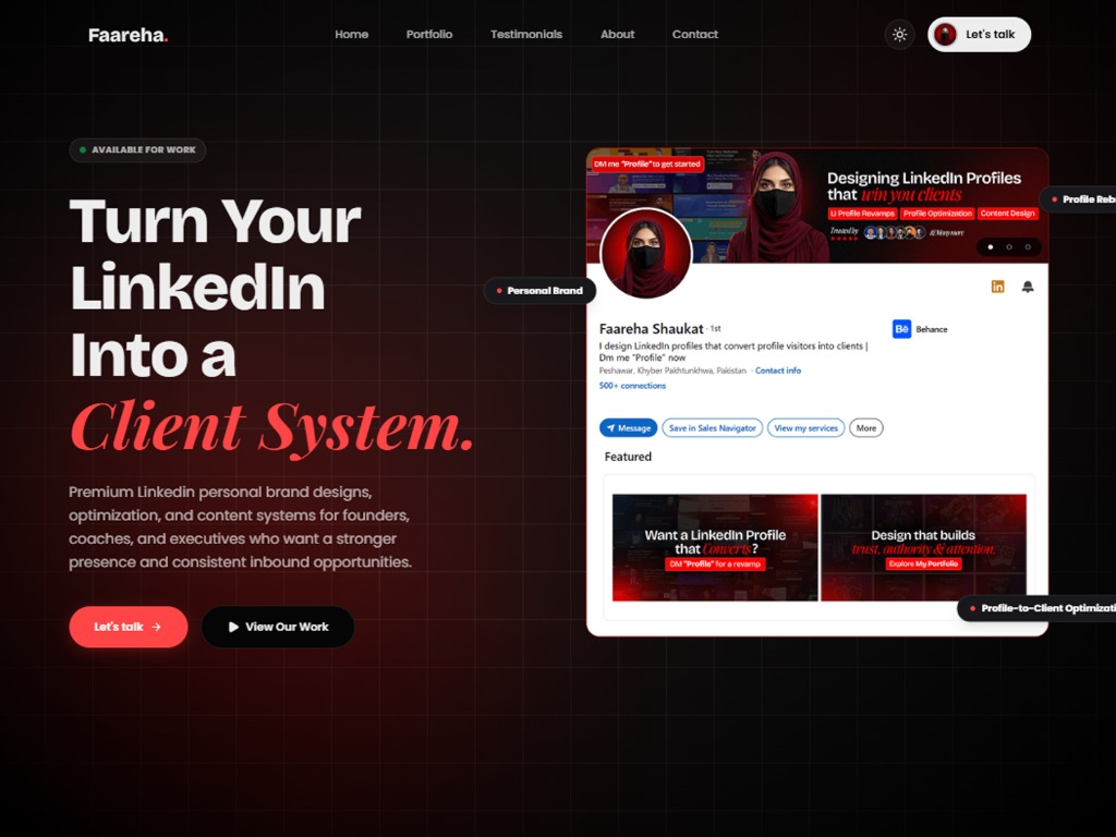 Faareha Shaukat — Personal Branding & Portfolio Website by Rewave