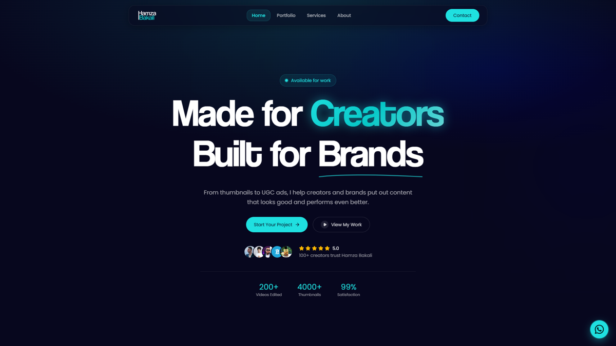 Hamza Bakali — Creative Video Editor Agency Website by Rewave